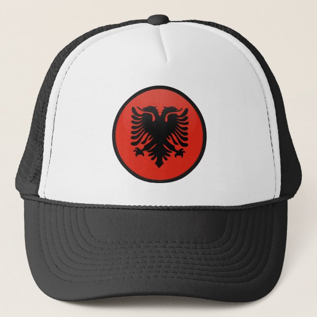 Albania quality Flag Circle Trucker Hat (Front)