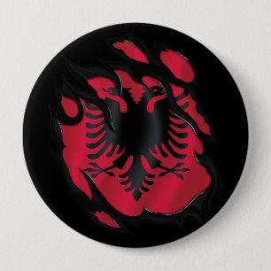 Albania Ripped Flag 10 Cm Round Badge