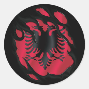 Albania Ripped Flag Classic Round Sticker
