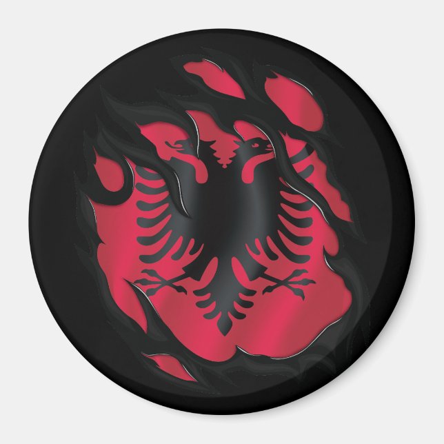Albania Ripped Flag Magnet (Front)
