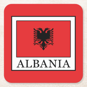 Albania Square Paper Coaster