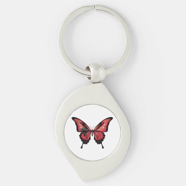 Albania Swallowtail Butterfly Flag Sticker Key Ring (Front)