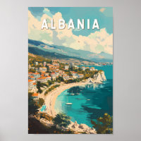 Albania Travel Art Vintage