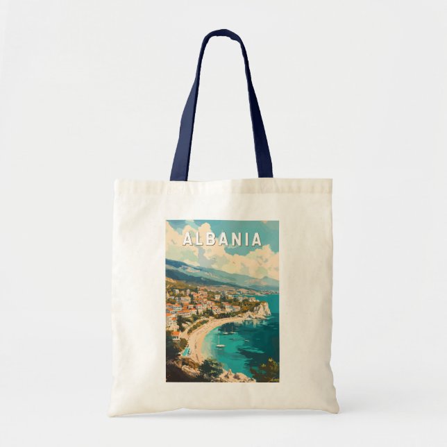 Albania Travel Art Vintage Tote Bag (Front)