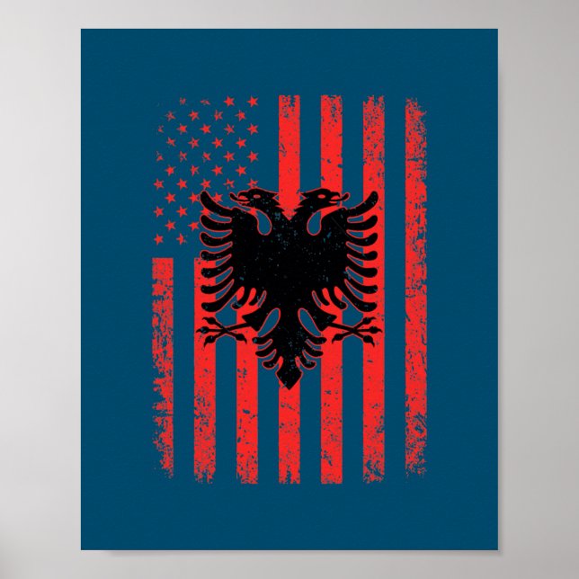 Albania USA Flag Patriotic American Albanian Flag Poster (Front)
