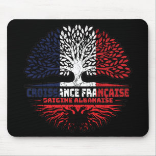 Albanian Albania French France Tree Roots Flag Mouse Mat