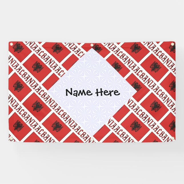 Albanian Albanian Flag Tiled Personalised  Banner (Horizontal)