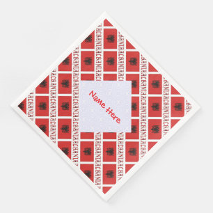 Albanian Albanian Flag Tiled Red Personalised Napkin