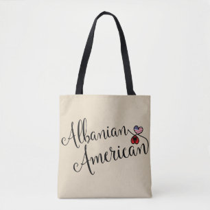 Albanian American Entwined Hearts Grocery Bag