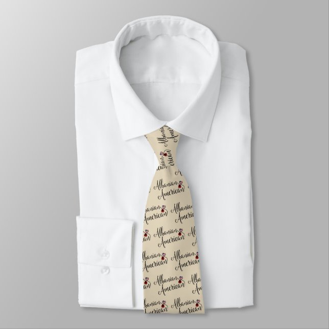Albanian American Entwined Hearts Tie (Tied)