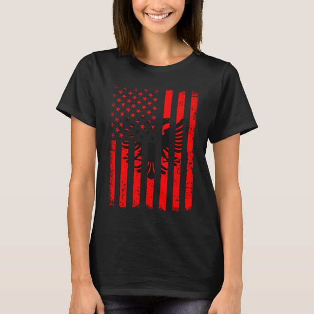 Albanian American Flag Albania America Pride Herit T-Shirt (Front)