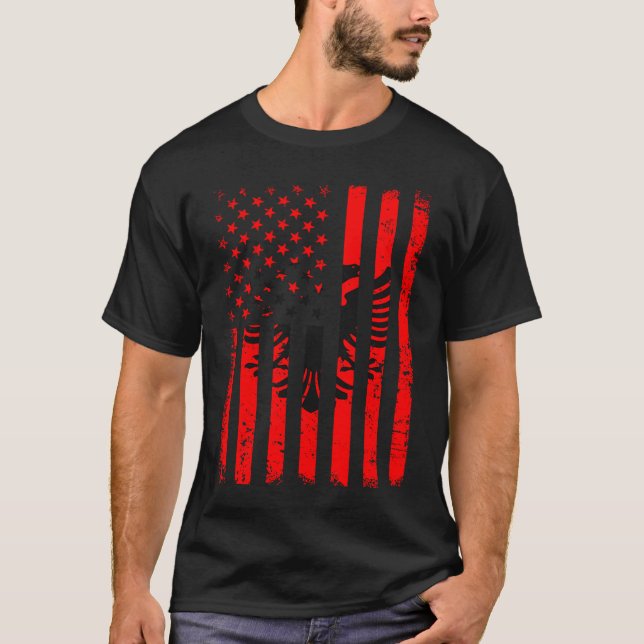 Albanian American Flag Albania America Pride Herit T-Shirt (Front)