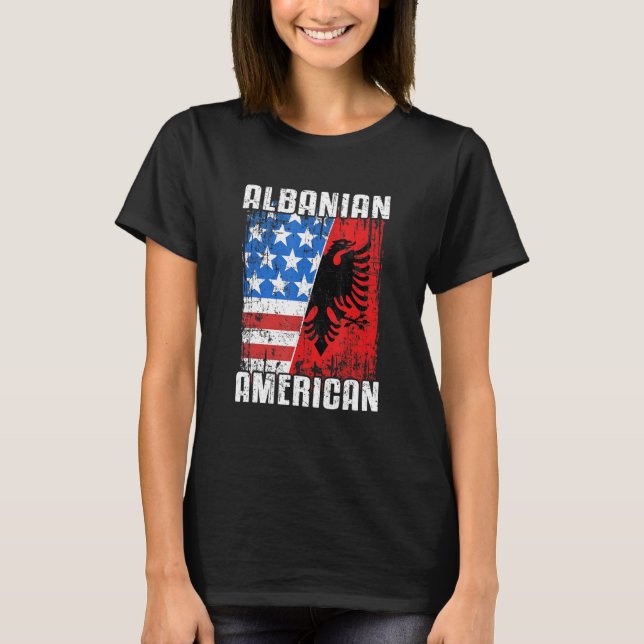 Albanian American Flag Albania Eagle Usa Shqiperia T-Shirt (Front)