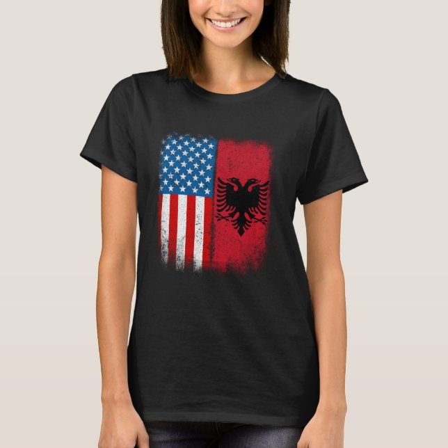 Albanian American Flag Albania Flamuri Shqiptar Sh T-Shirt (Front)