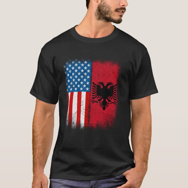 Albanian American Flag Albania Flamuri Shqiptar Sh T-Shirt (Front)