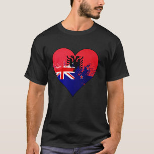 Albanian and New Zealand Mix Heritage Flag Heart T-Shirt