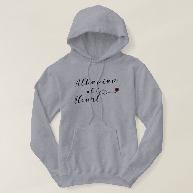 Albanian At Heart Hoodie, Albania Hoodie (Design Front)