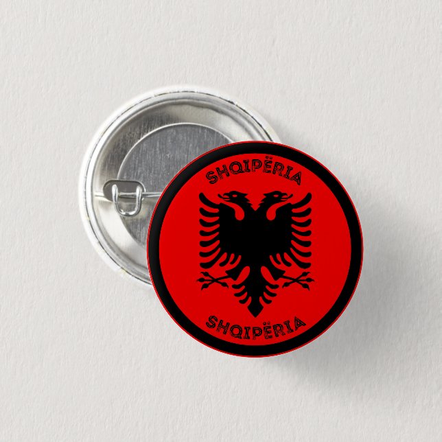 Albanian Black Eagle Circle Shape  3 Cm Round Badge (Front & Back)