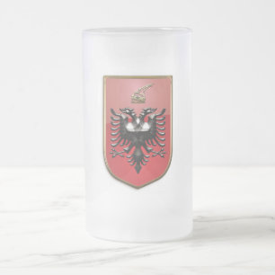 Albanian Coat of arms Frosted Glass Beer Mug