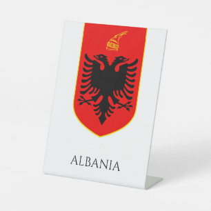 Albanian Coat Of Arms National Heritage Art Pedestal Sign