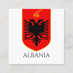 Albanian Coat Of Arms National Heritage Art Square Business Card