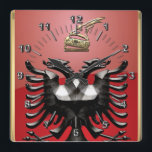 Albanian Coat of arms Square Wall Clock<br><div class="desc">Coat of arms of Albania and Albanian flag in text format</div>