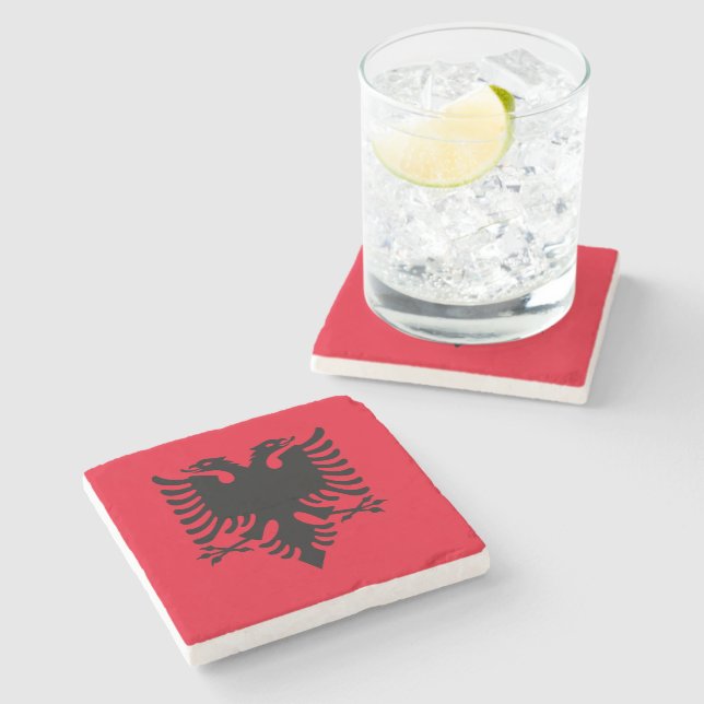 Albanian Coat of arms Stone Coaster (Side)