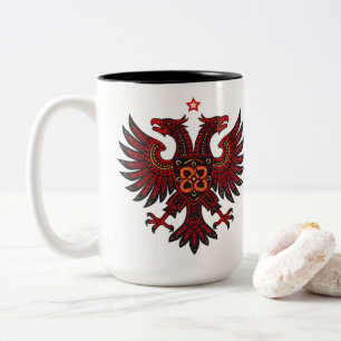 Albanian Double Headed Eagle Ethnic Art Ceramic Mu Two-Tone Coffee Mug
