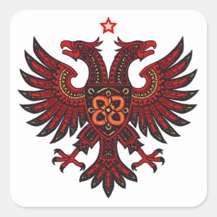  Albanian Double Headed Eagle Ethnic Art Die-Cut  Square Sticker