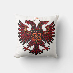 Albanian Double Headed Eagle Ethnic Art Throw Pill Cushion
