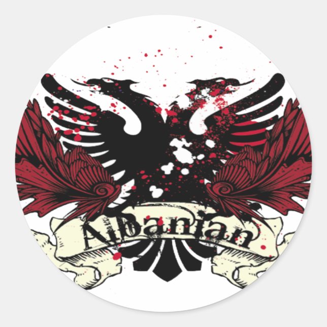 albanian eagle classic round sticker (Front)