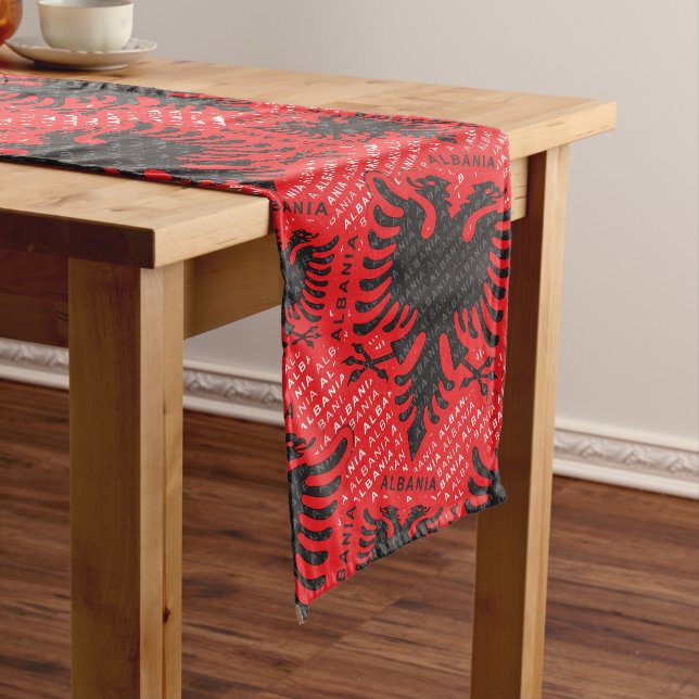 Albanian flag 2 medium table runner (In Situ)