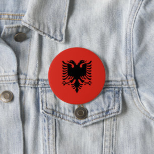 Albanian flag 7.5 cm round badge