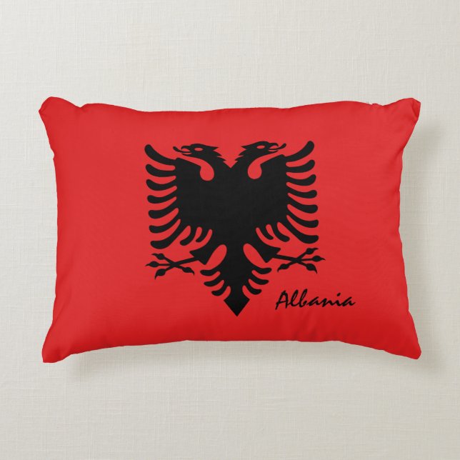 Albanian flag & Albania fashion, holiday /sports Decorative Cushion (Front)