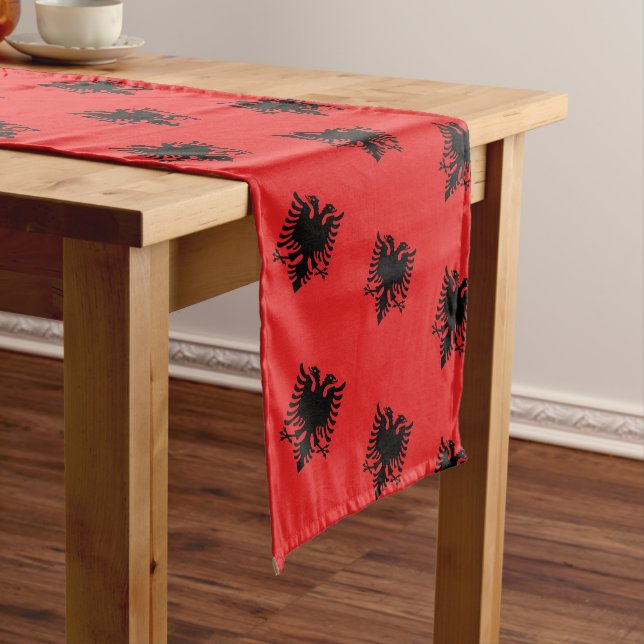 Albanian Flag & Albania fashion home /sport fans Short Table Runner (In Situ)