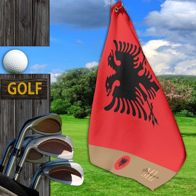 Albanian flag & Albania, monogrammed / Golf Towel (Creator Uploaded)