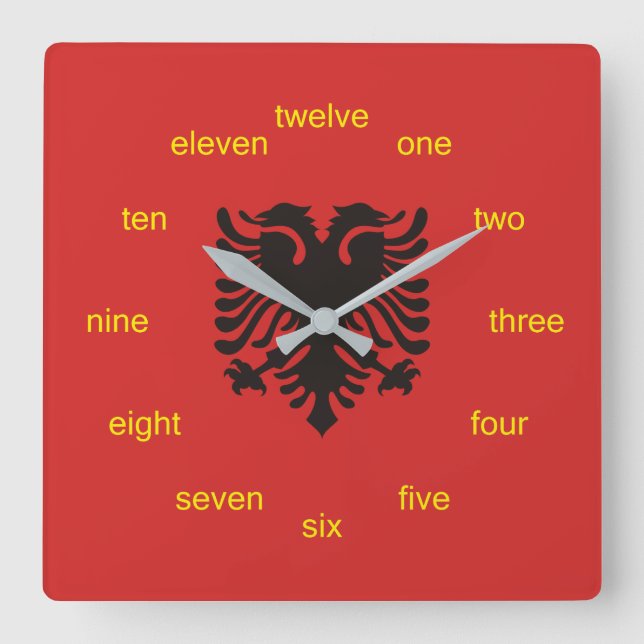 Albanian Flag All Over Square Wall Clock (Front)