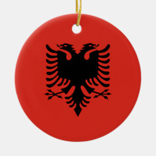 Albanian flag ceramic tree decoration