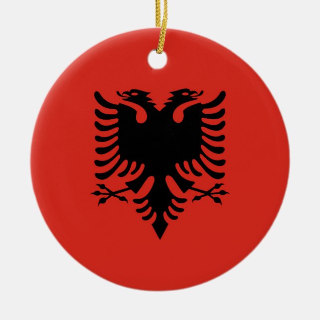 Albanian flag ceramic tree decoration (Front)