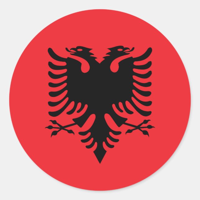 Albanian flag classic round sticker (Front)