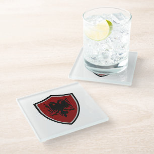 Albanian flag glass coaster