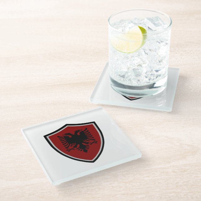 Albanian flag glass coaster (Angled)