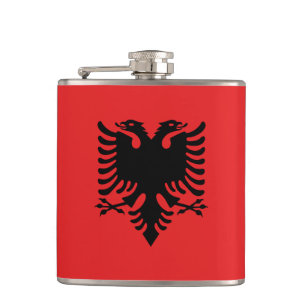 Albanian Flag & Heart, travel Albania /sports fans Hip Flask