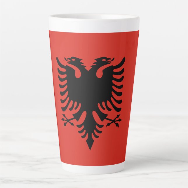 Albanian flag latte mug (Front)