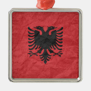 Albanian Flag Metal Tree Decoration