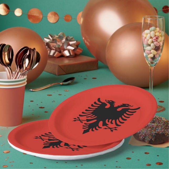 Albanian flag paper plate (Multi)