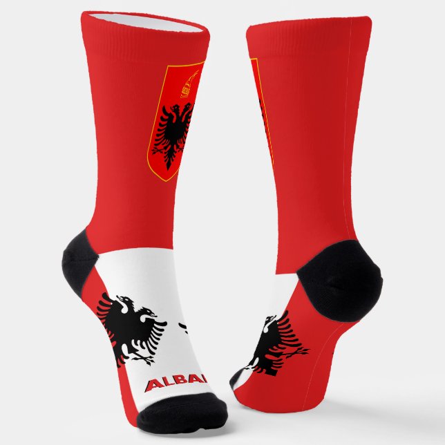 Albanian Flag Patriotic, Sustainable Albania Socks (Angled)
