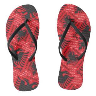 Albanian flag pattern 2 flip flops