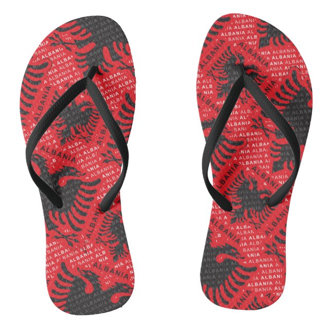 Albanian flag pattern 2 flip flops (Footbed)