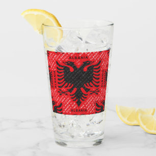 Albanian flag pattern 2 glass